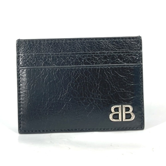 BALENCIAGA 766547 BB Business Card Holder Pass Case Holder/Card Leather Women...